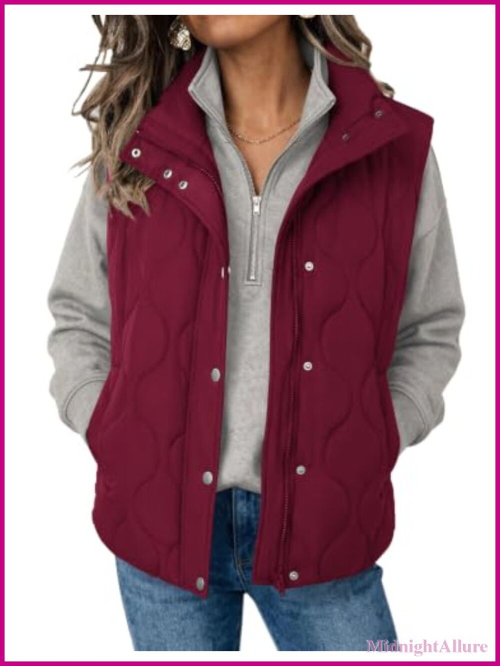 Zeagoo Women's Oversized Puffer Vest Stand Collar Zip Up Sleeveless